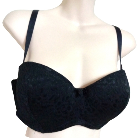 ✨Bogo Free✨ FNWT Black Delimira Lace Underwire Padded Bra Sz 38D - Picture 1 of 6